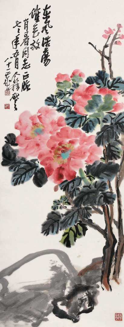 王个簃 东风浩荡催花放 立轴